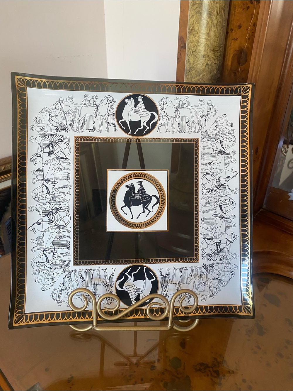 Egyptian deign plate with stand